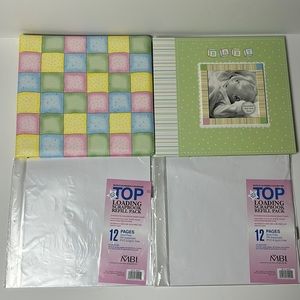 Two scrapbooks for babies plus 2x scrapbook album refills